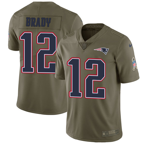 Nike Patriots #12 Tom Brady Olive Men's Stitched NFL Limited Salute To Service Jersey